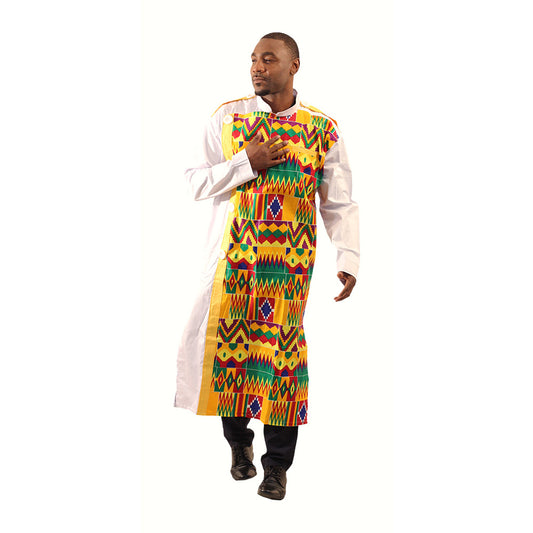 Men's White/Kente Formal Robe