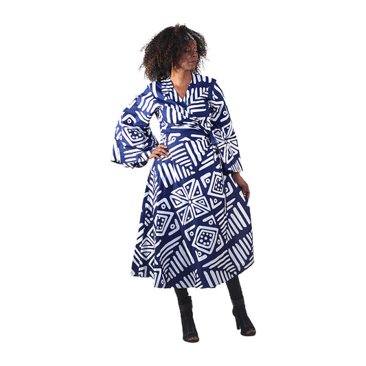 Blue/White Mud Print Wrap